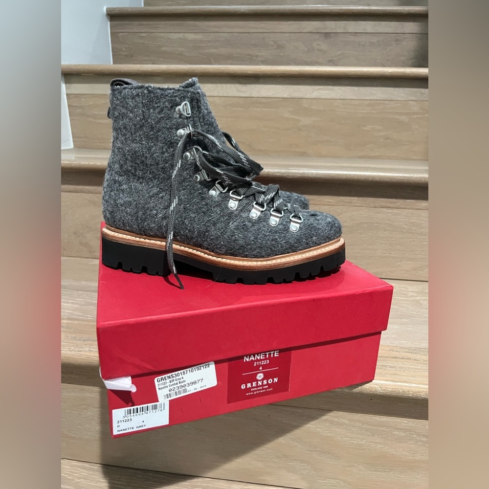 Grenson Womens Nanette Lug Sole Felted Combat & Lace-up Boots - US 7